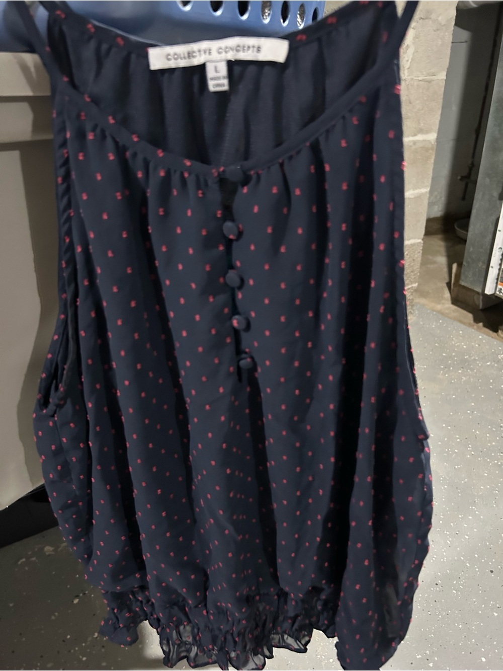 Collective Concepts Navy Sleeveless Button-Front Polka Dot Camisole